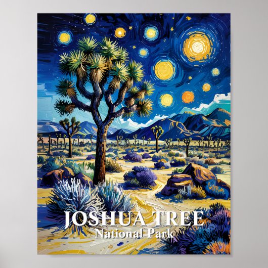 Custom Joshua Tree Van Gogh Starry Night Modern ポスター (正面)
