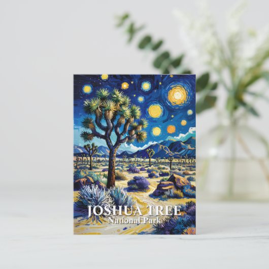 Custom Joshua Tree Van Gogh Starry Night Modern ポストカード (スタンド正面)