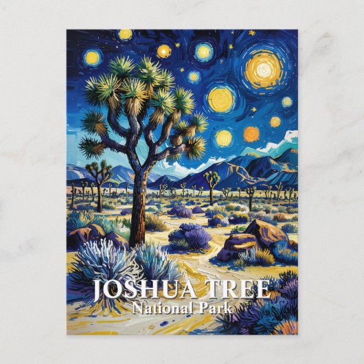 Custom Joshua Tree Van Gogh Starry Night Modern ポストカード (正面)