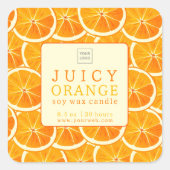 Custom Juicy Orange Candle Label スクエアシール (正面)