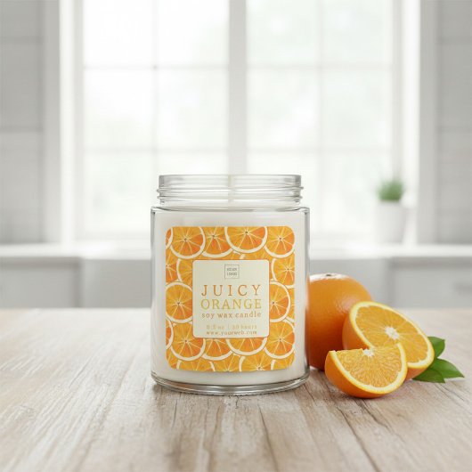 Custom Juicy Orange Candle Label スクエアシール