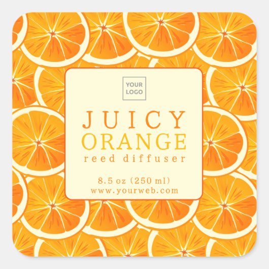 Custom Juicy Orange Reed Diffuser Label スクエアシール (正面)