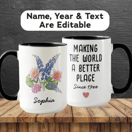 Custom July Birth Flower - Personalized Name マグカップ