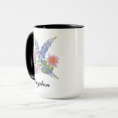 Custom July Birth Flower - Personalized Name マグカップ (正面左)