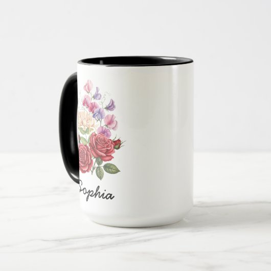 Custom June Birth Flower - Personalized Name マグカップ (正面左)