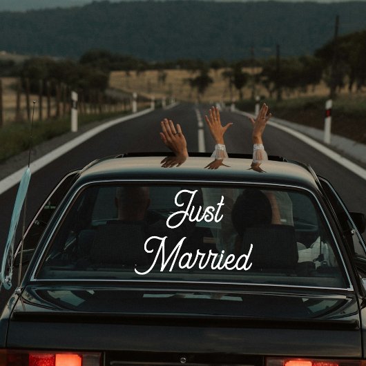 Custom Just Married Car Wedding Banner  ウィンドウサイン