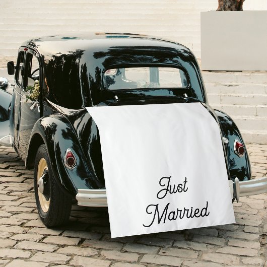 Custom Just Married Fabric Car Wedding Banner Sign タペストリー