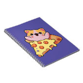Custom Kawaii Cat Hugging Pepperoni Pizza Cartoon ノートブック (右側)