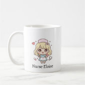 Custom Kawaii Nurse Mug – Personalized Cute Chibi  コーヒーマグカップ (左)