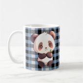 Custom Kawaii Panda Blue Buffalo Plaid Mug Gift コーヒーマグカップ (左)