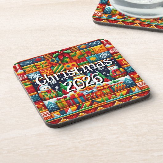 Custom Kente Cloth Holiday Coaster | African コースター (左側)