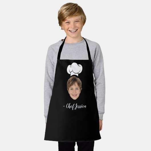 Custom Kid Face & Name Cute Chef Apron エプロン (着用した状態)