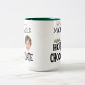 Custom Kid Face & Name Hot Chocolate Christmas ツートーンマグカップ (中央)