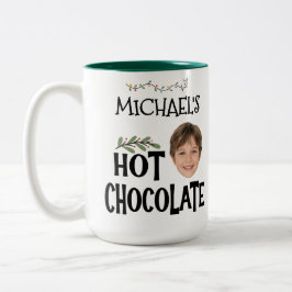 Custom Kid Face & Name Hot Chocolate Christmas ツートーンマグカップ