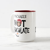Custom Kid Face & Name Hot Chocolate Christmas ツートーンマグカップ (正面左)