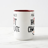 Custom Kid Face & Name Hot Chocolate Christmas ツートーンマグカップ (中央)