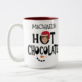 Custom Kid Face & Name Hot Chocolate Christmas ツートーンマグカップ