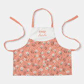 Custom Kids Apron – White Poppies エプロン (正面)