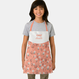 Custom Kids Apron – White Poppies エプロン
