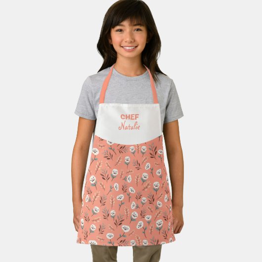 Custom Kids Apron – White Poppies エプロン (インサイチュ)