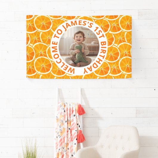 Custom Kids Birthday Banner with Photo 横断幕 (インサイチュ)