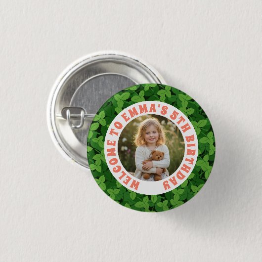 Custom Kids Birthday Button with Photo 缶バッジ (正面&裏面)