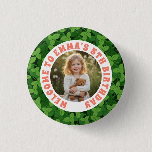 Custom Kids Birthday Button with Photo 缶バッジ (正面)