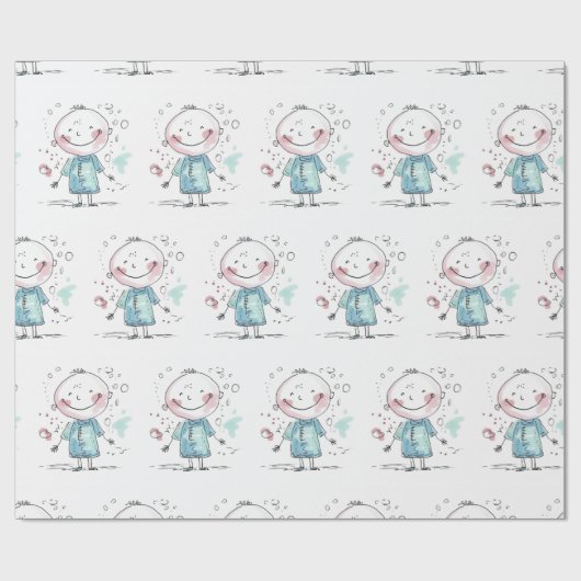 custom kids drawing ラッピングペーパー (フラット)