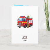 Custom Kid's Fire Truck Birthday Party カード (裏面)