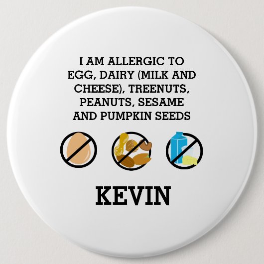 Custom Kids Food Allergy Alert Top Allergy Symbols 缶バッジ (正面)