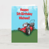 Custom Kid's Lawn Mowing Birthday カード (正面)