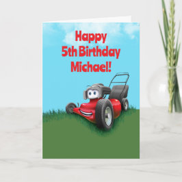 Custom Kid's Lawn Mowing Birthday カード