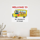 Custom Kids on the School Bus Welcome Poster ポスター (キッチン)