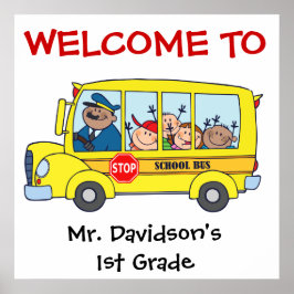 Custom Kids on the School Bus Welcome Poster ポスター
