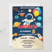 Custom Kids Outer Space Galaxy Blast Off Birthday  招待状 (正面)