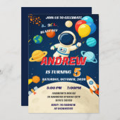 Custom Kids Outer Space Galaxy Blast Off Birthday  招待状 (正面/裏面)