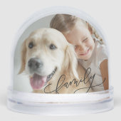 Custom Kids Pet Family Photo Snow Globe (正面)