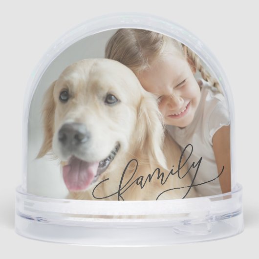 Custom Kids Pet Family Photo Snow Globe (裏面)