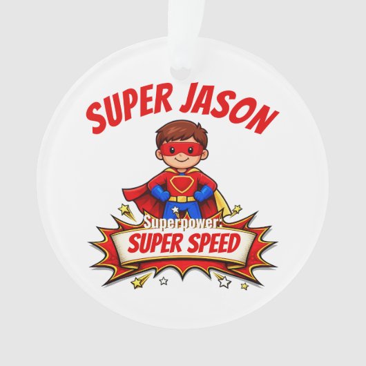Custom Kids Superhero Name オーナメント (正面)