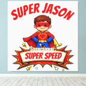Custom Kids Superhero Name キャンバスプリント (インサイチュ (ウッドフロア))