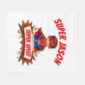 Custom Kids Superhero Name フリースブランケット (正面(横))