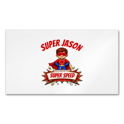 Custom Kids Superhero Name マグネット名刺 (正面)