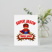 Custom Kids Superhero Name 箔招待状 (立ち正面)