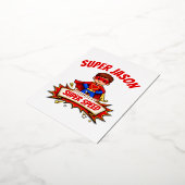 Custom Kids Superhero Name 箔招待状 (回転した状態)