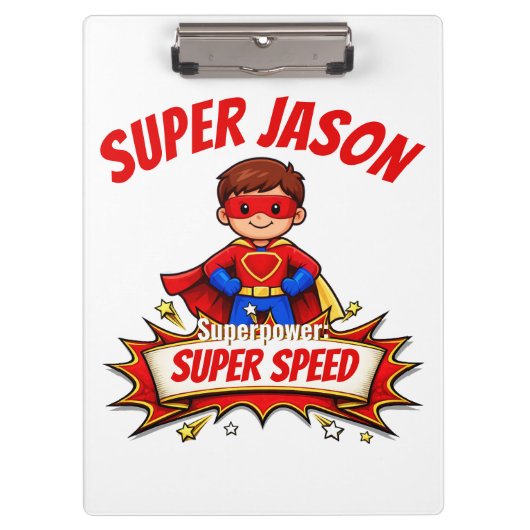 Custom Kids Superhero Name & Superpower クリップボード (正面)