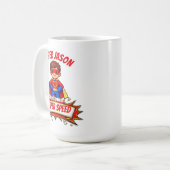 Custom Kids Superhero Name & Superpower コーヒーマグカップ (正面左)