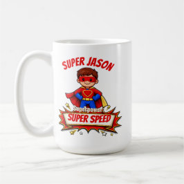 Custom Kids Superhero Name & Superpower コーヒーマグカップ