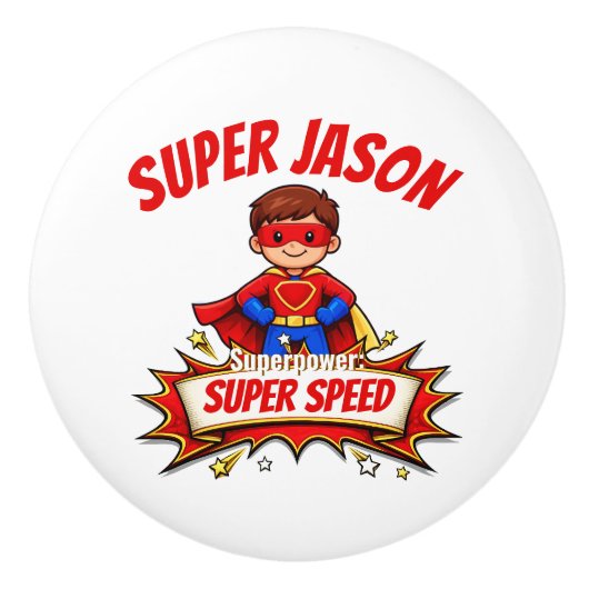 Custom Kids Superhero Name & Superpower セラミックノブ (正面)