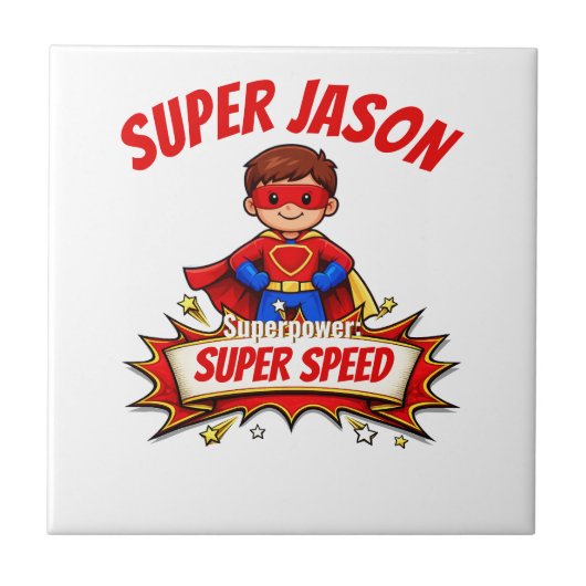Custom Kids Superhero Name & Superpower タイル (正面)