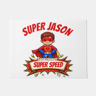 Custom Kids Superhero Name & Superpower ドアマット